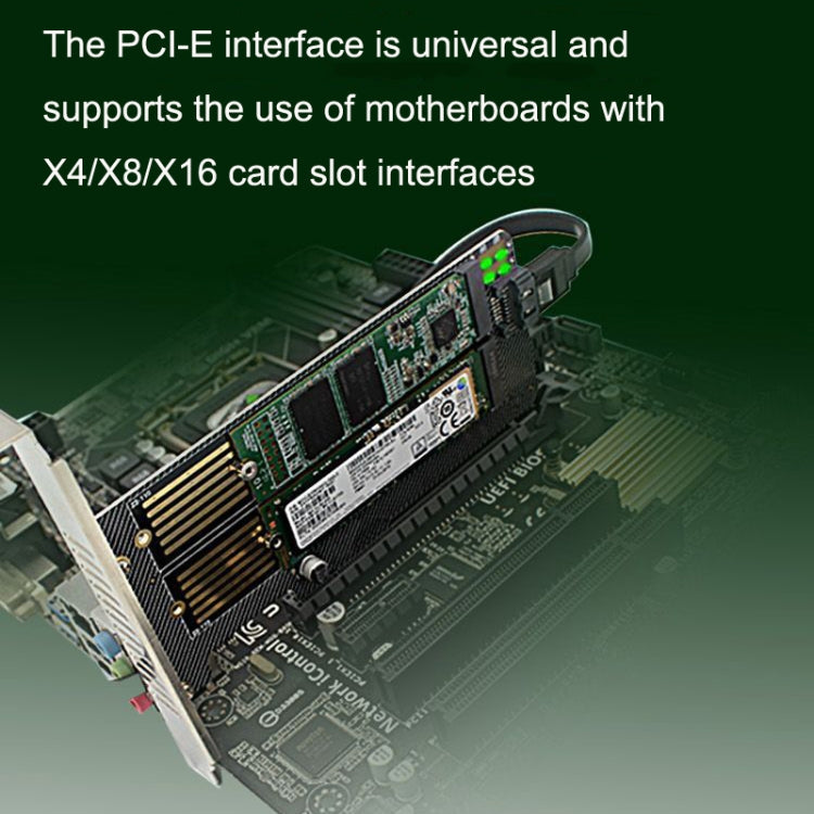 M.2 NVME NGFF SSD To PCIE SATA Dual Disk Conversion Expansion Card Supports MKEY BKEY Wiring