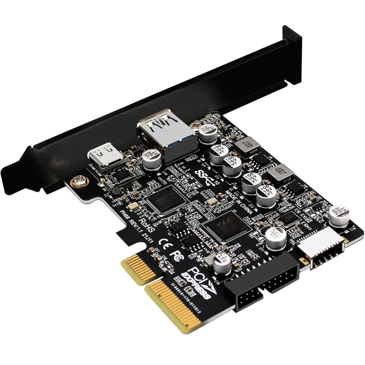 PCIE 3.0 To USB 3.2 Extension Card Type-C Port Front Type-E Expansion Riser Card