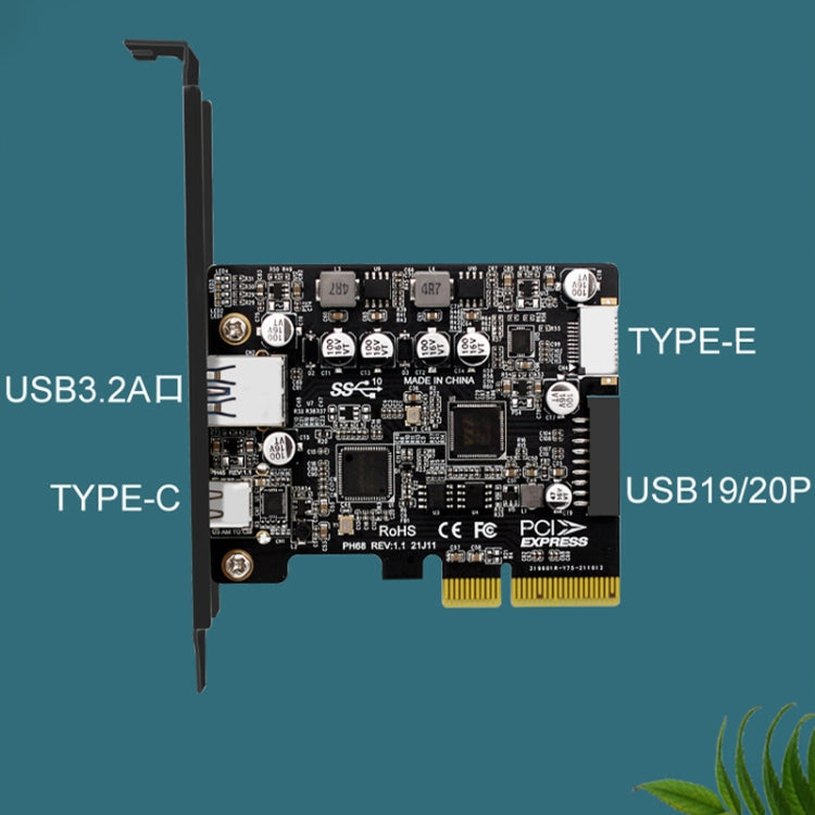 PCIE 3.0 To USB 3.2 Extension Card Type-C Port Front Type-E Expansion Riser Card