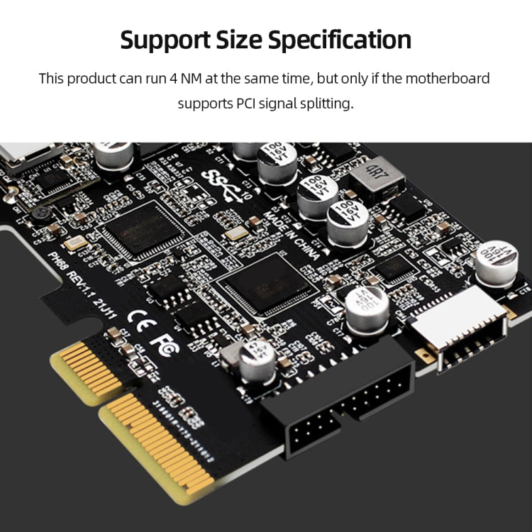 PCIE 3.0 To USB 3.2 Extension Card Type-C Port Front Type-E Expansion Riser Card