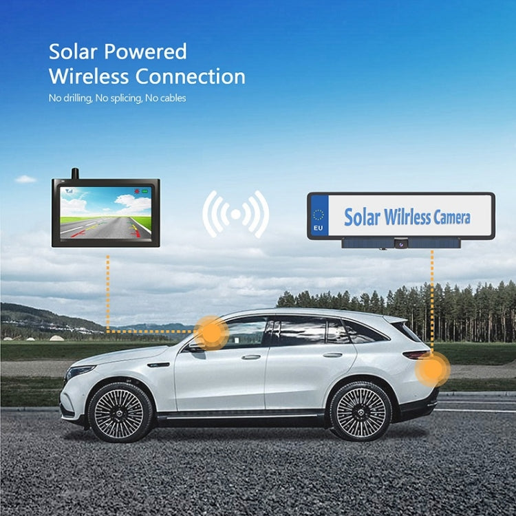 Solar Powered Rear View System Reversing Wireless Transmission Car Camera Display