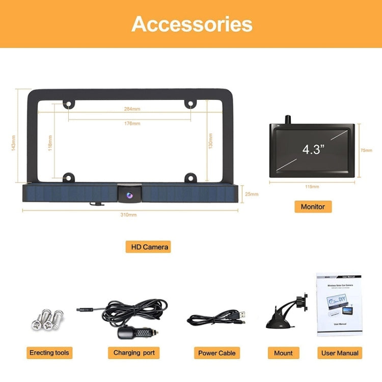 Solar HD Wireless Integrated License Plate Frame Display Camera