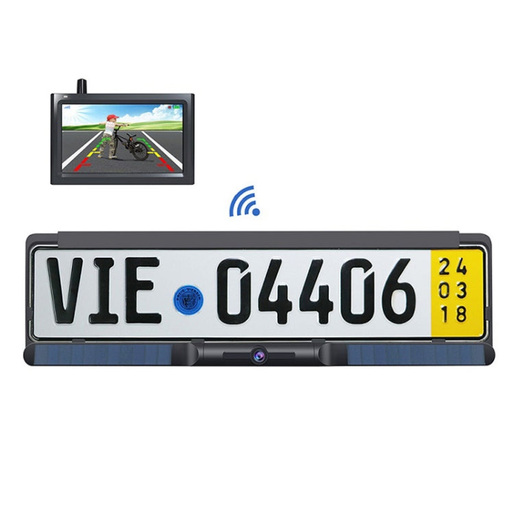 Solar Integrated License Plate Frame Vehicle Camera Wireless Reversing Display