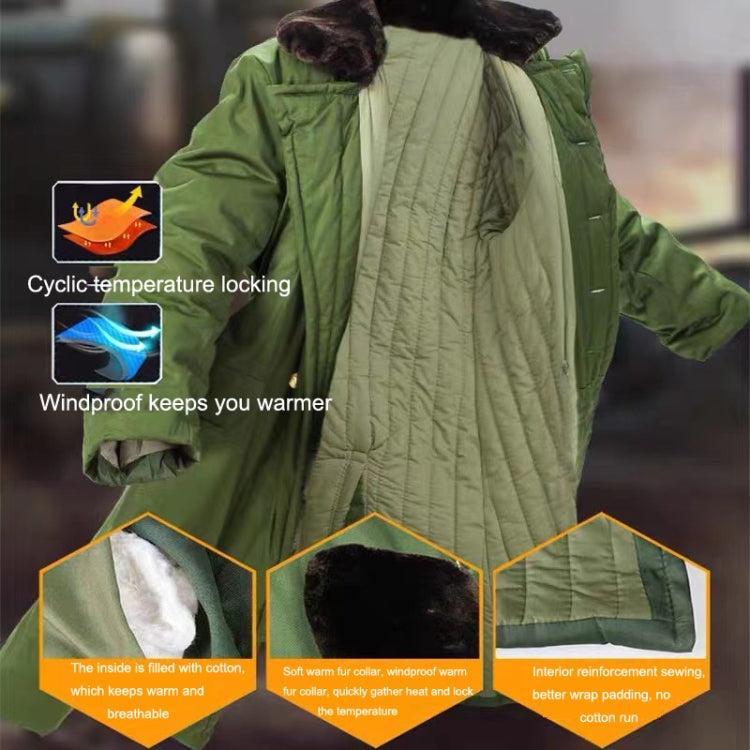 Long Civil Disaster Relief Cotton Coat Windproof Lengthened Cold-proof Fleece Thickened Cotton Coat Reluova