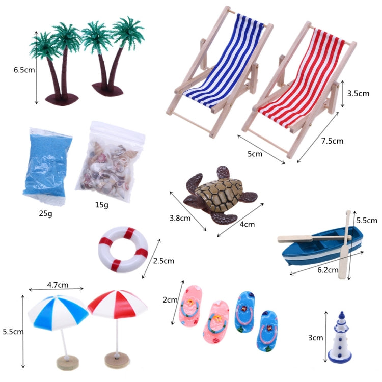 Mini Beach Set Miniature Model Ornament Summer Ocean Simulation Scene Photo Decoration Props My Store