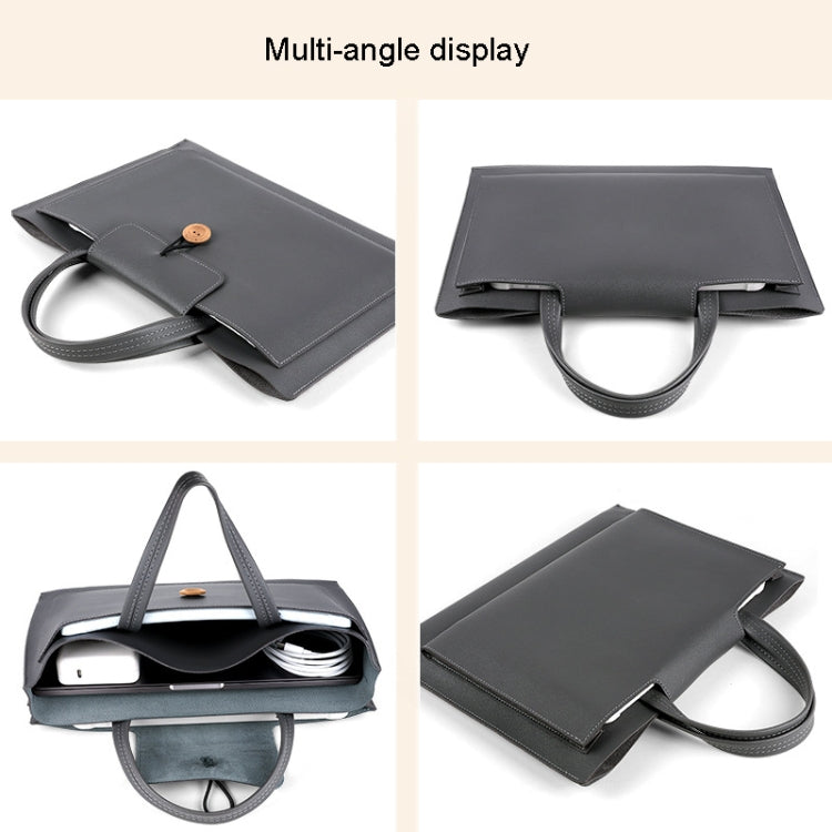 Elastic Button Laptop Waterproof PU Handbag My Store