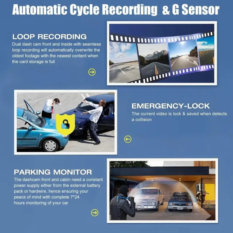 2 Inch Screen 3-Record 1080P Driving Recorder-Reluova