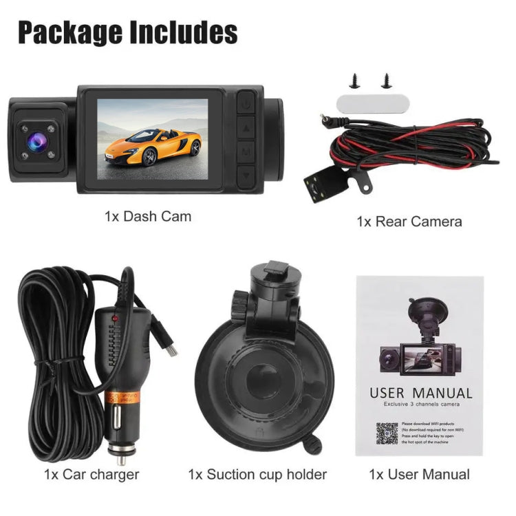 2 Inch Screen 3-Record 1080P Driving Recorder-Reluova