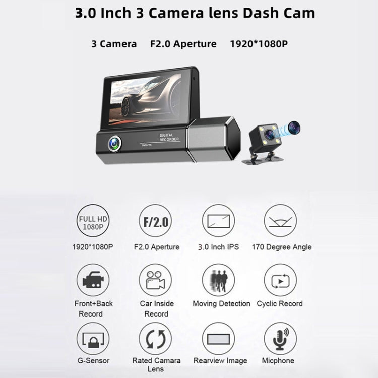 3 Lens Video HD 1080P Multi-Language Driving Recorder ÎҵÄÉ̵ê