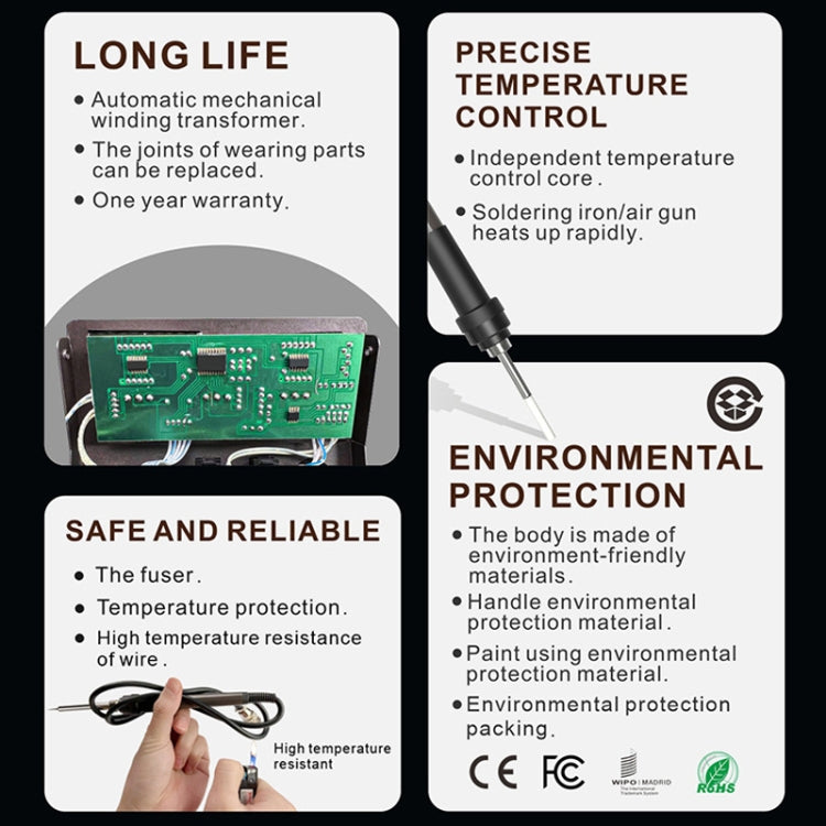 BAKU BA-601C+ Digital Display 2-In-1 Electric Soldering Iron Heat Exchanger Mobile Phone Maintenance Desoldering