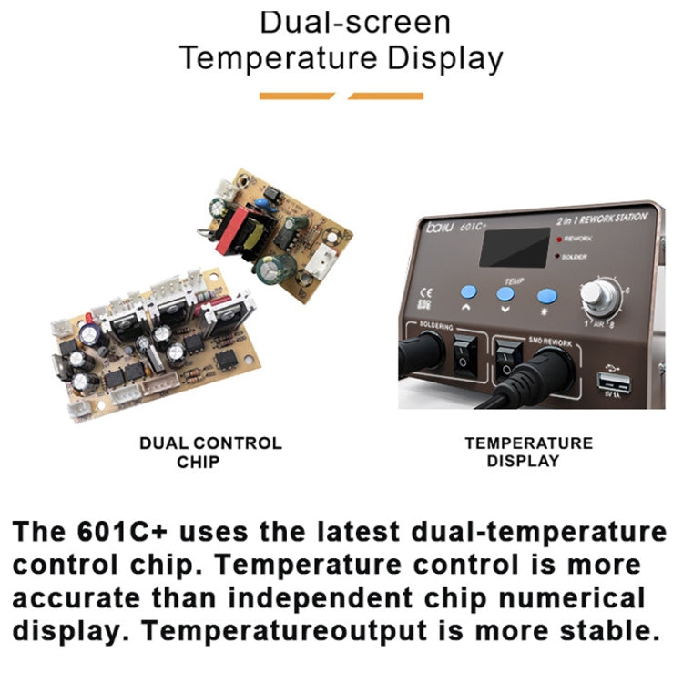 BAKU BA-601C+ Digital Display 2-In-1 Electric Soldering Iron Heat Exchanger Mobile Phone Maintenance Desoldering