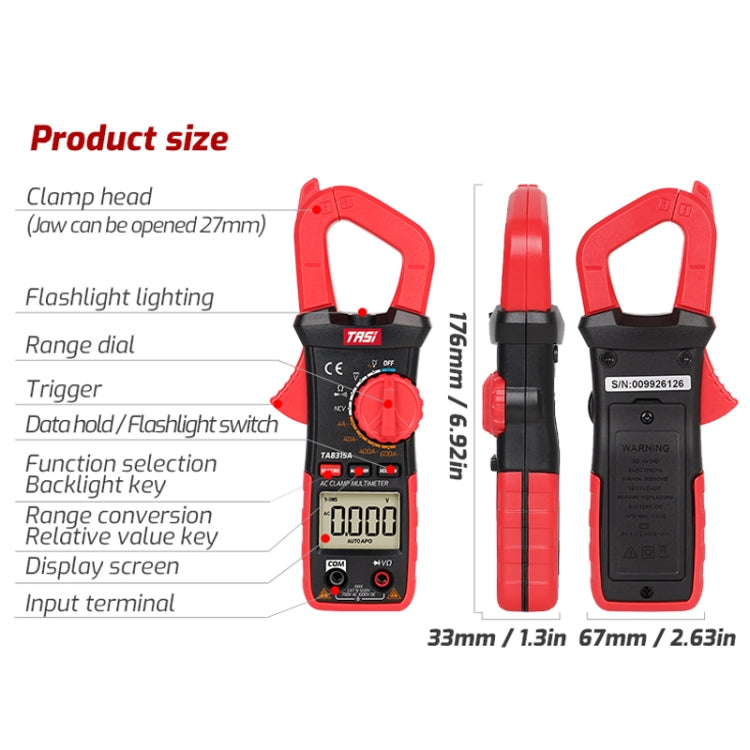 TASI TA8315B Clamp Type Multimeter High Precision Digital Ammeter