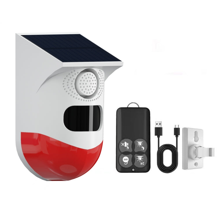 Infrared Motion Detector Solar Outdoor PIR Wireless Strobe Siren Detector Sound Alarm Reluova