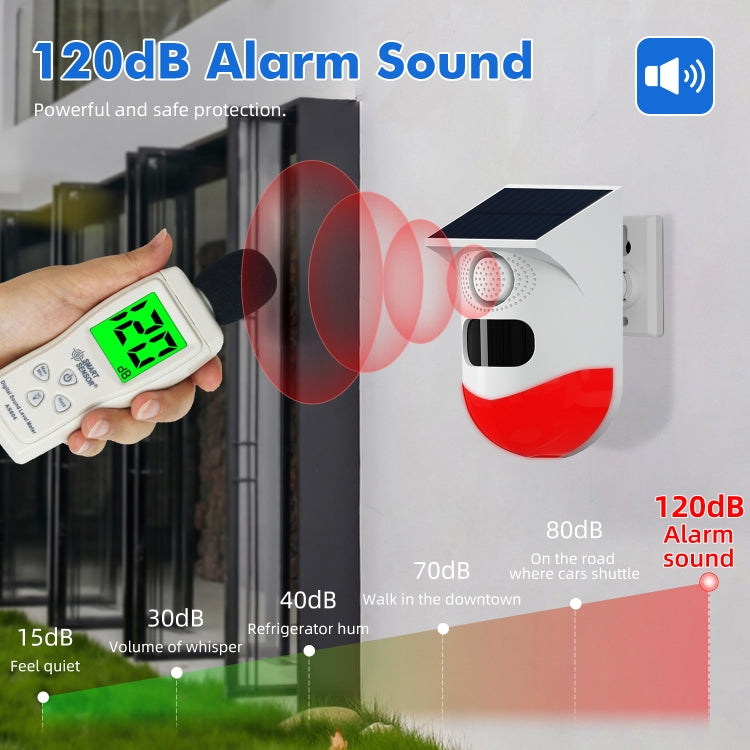 Infrared Motion Detector Solar Outdoor PIR Wireless Strobe Siren Detector Sound Alarm