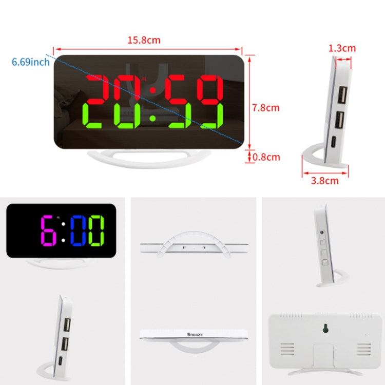 TS-8201 LED Digital Mirror Alarm Clock Big Screen Dual USB Desktop Table Clock My Store