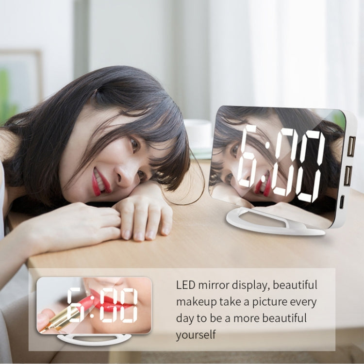 TS-8201 LED Digital Mirror Alarm Clock Big Screen Dual USB Desktop Table Clock My Store