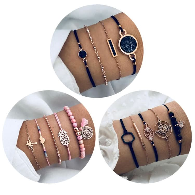 5-in-1 Personality Compass Hexagon Bracelet Diamond Heart Beaded Pendant Jewelry-Reluova