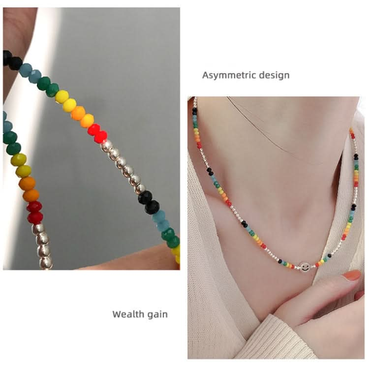 Colorful Beaded Smiley Necklace Womens Clavicle Chain Reluova