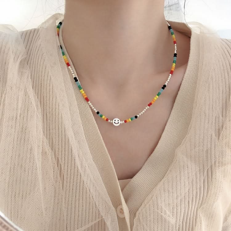 Colorful Beaded Smiley Necklace Womens Clavicle Chain Reluova