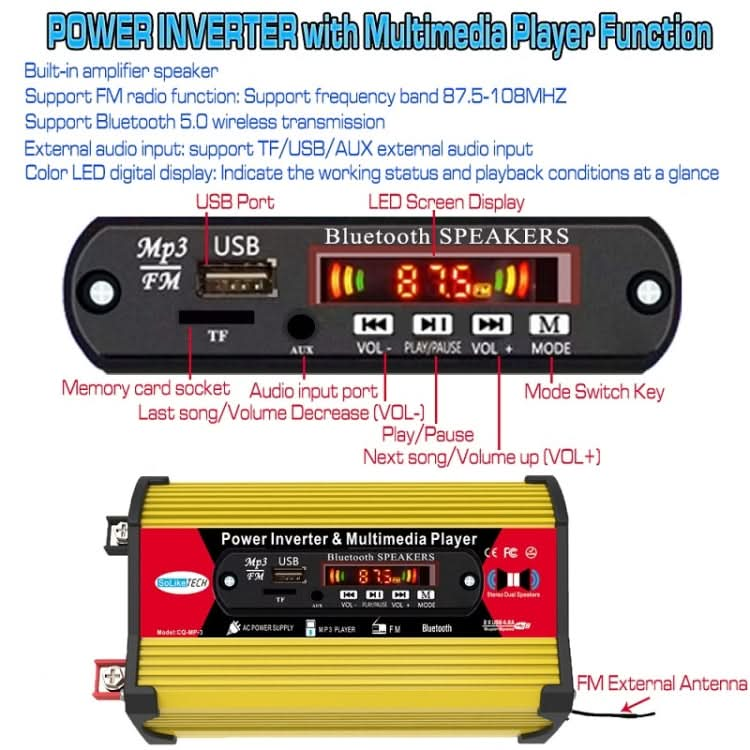 SOLIKE TECH 300W Inverter with Bluetooth MP3/FM Multimedia Player ÎҵÄÉ̵ê