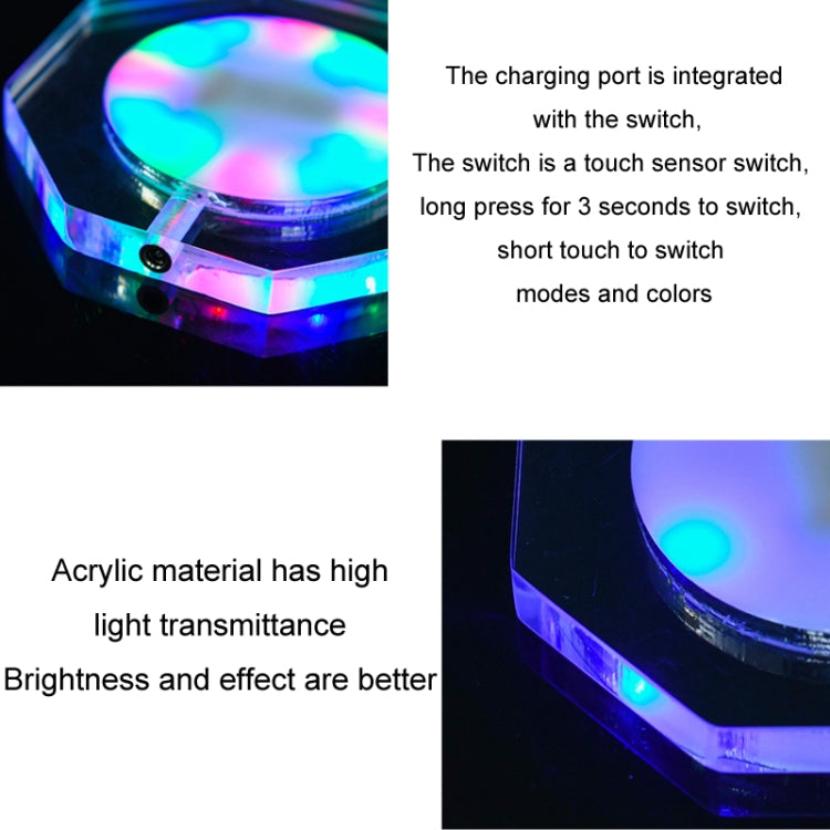 USB Charging LED Light Up Acrylic Coaster Transparent Crystal Base ÎҵÄÉ̵ê