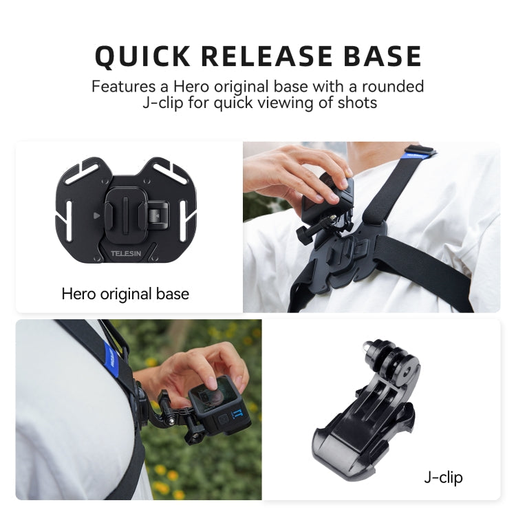 TELESIN  Chest Strap Mount Waistcoat Belt  Mount For Action Camera