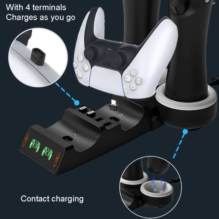 Iplay HBP-301 For PS5 / PS VR MOVE Controller Handle Dual Seat Charger 4 In 1 Charger Reluova