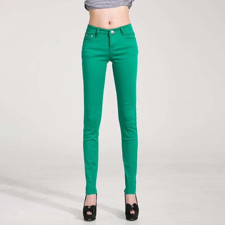 Mid-Waist Stretch Candy-Colored Tight Trousers Look-Sliming Jeans, Series 5