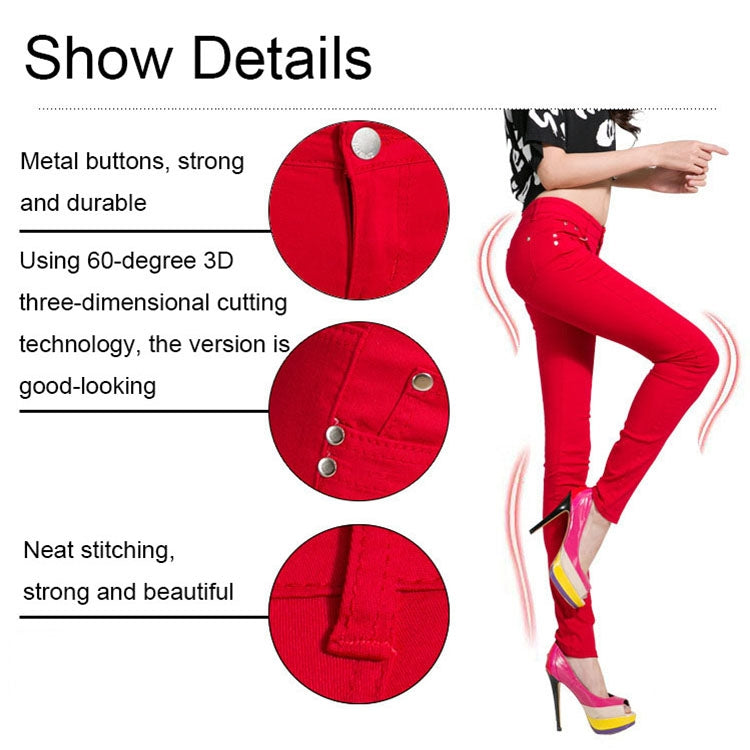 Mid-Waist Stretch Candy-Colored Tight Trousers Look-Sliming Jeans, Series 5