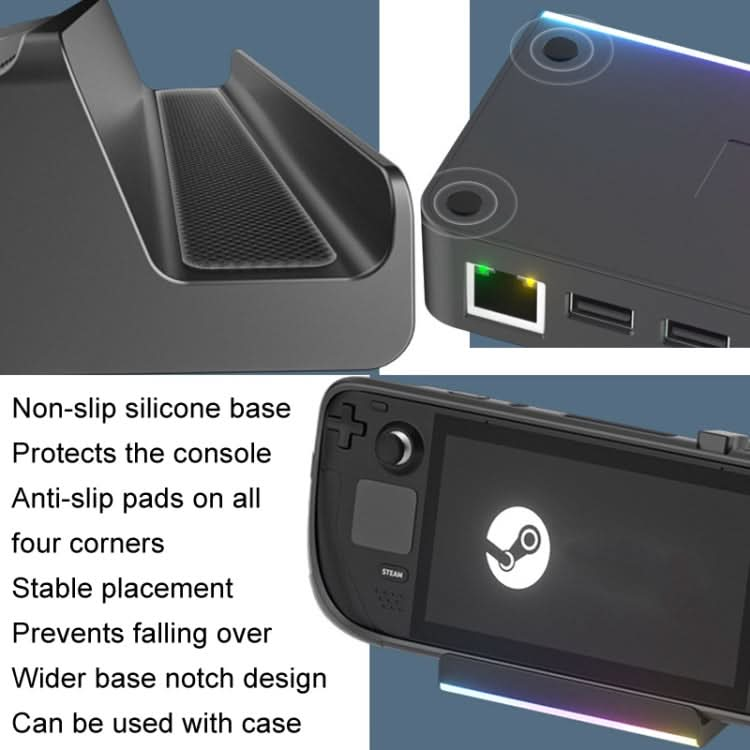 For Steam Deck Expansion Dock With Light Silicone Anti-Slip Base Reluova