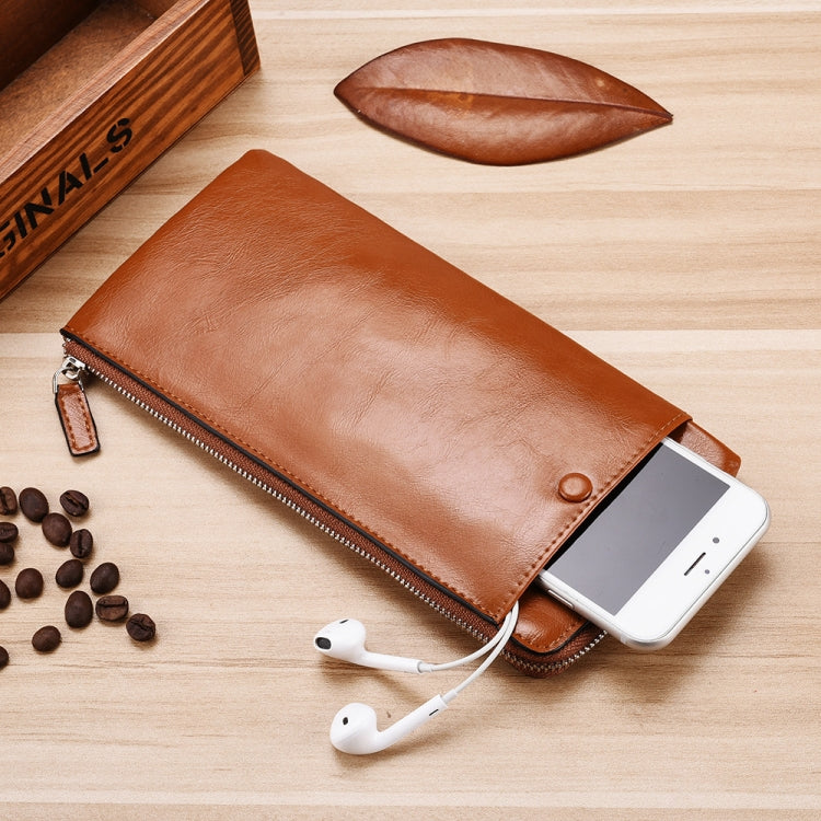 Men Long Wallet Soft Leather Zipper Mini Phone Bag Clutch Bag My Store