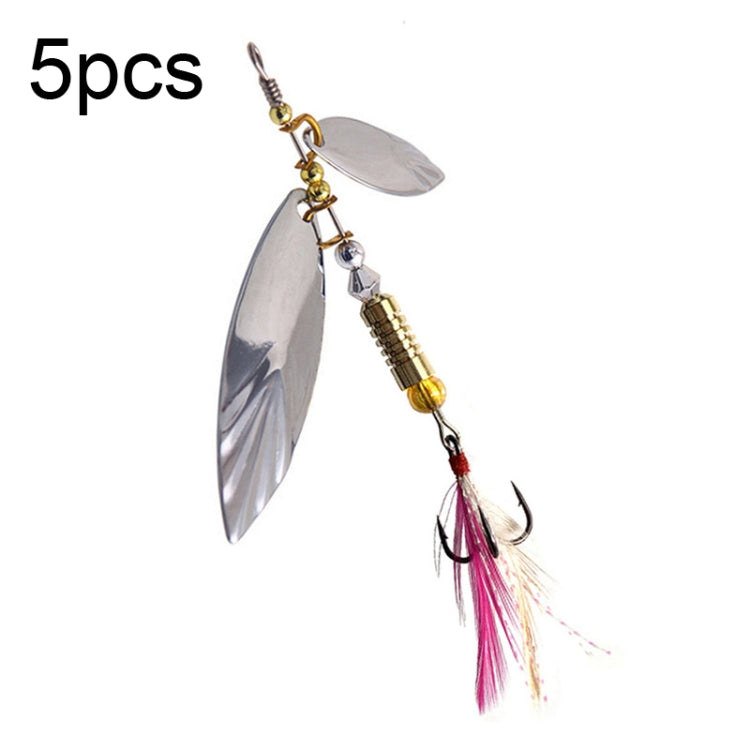 5pcs Rotation Luya Sequins Willow Leaf Feather Bait Reluova