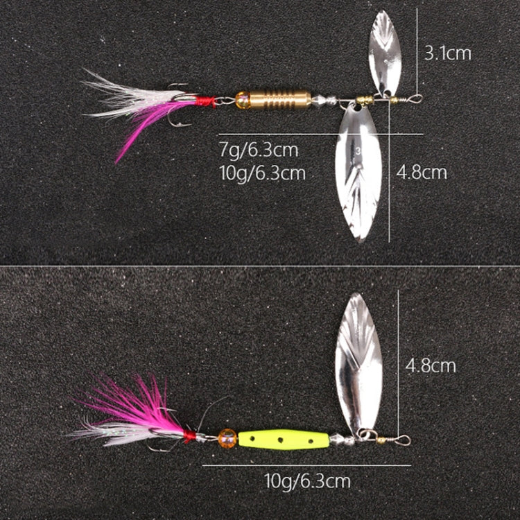 5pcs Rotation Luya Sequins Willow Leaf Feather Bait Reluova