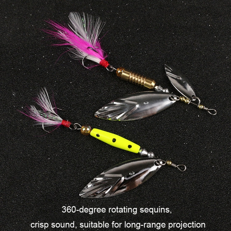 5pcs Rotation Luya Sequins Willow Leaf Feather Bait