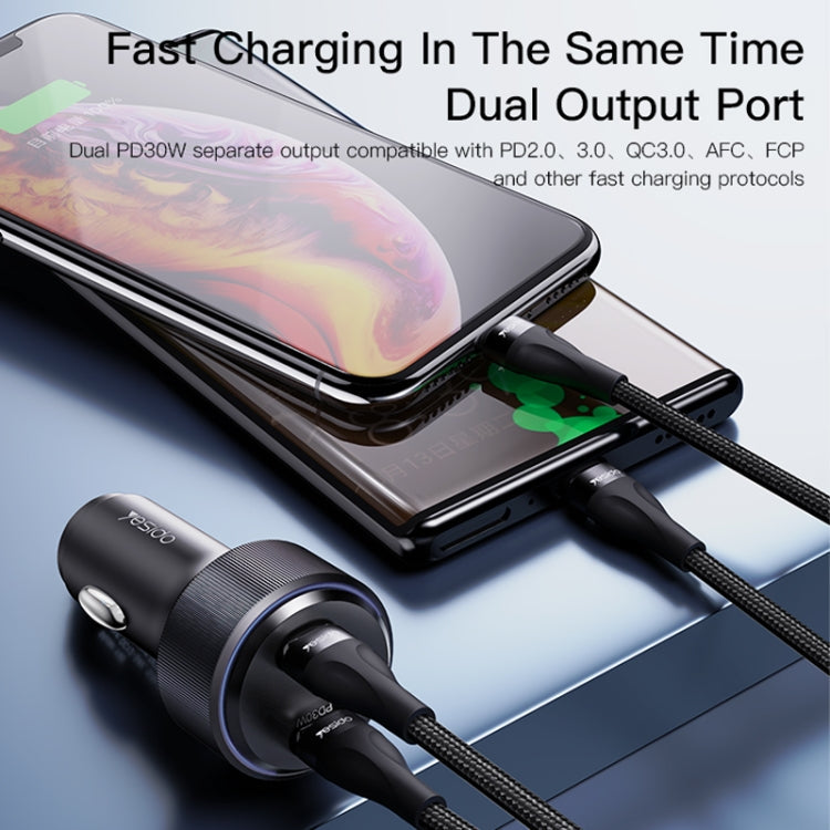 Yesido Y48  60W Car Fast Charger Aluminum Aluminum Double Type-C/USB-C Port Car Charger