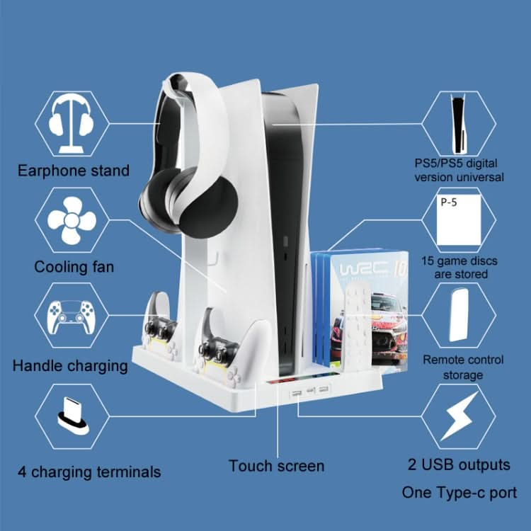 iplay for PS5 Host Cooling Handle Charging Base with Disc Storage Rack Reluova