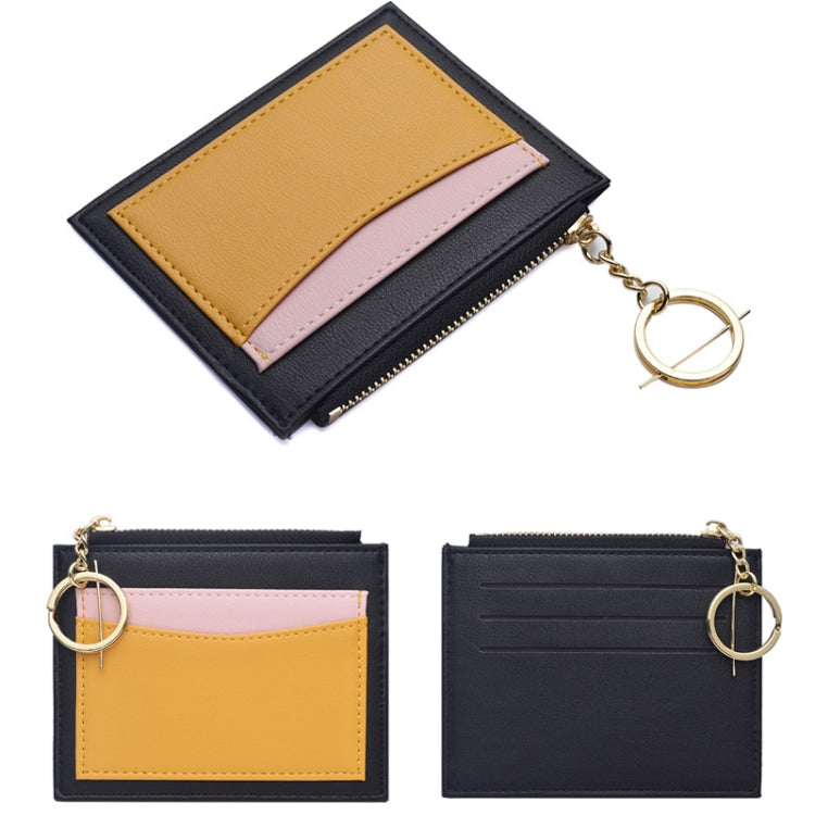 Women PU Leather Small Wallet Short Ultra-thin Color Contrast Splicing Card Holder