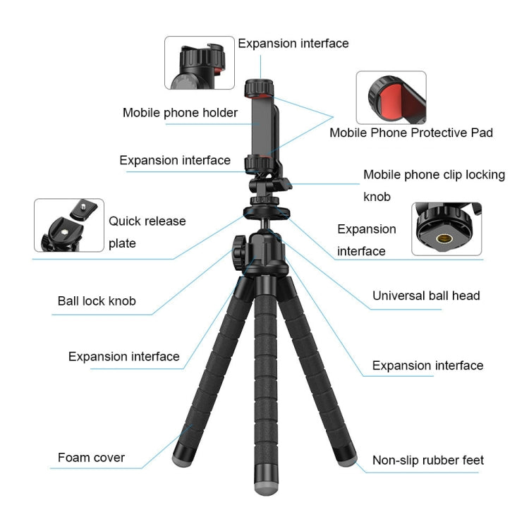 APEXEL APL-JJ025 Camera Mobile Phone Outdoor Selfie Live Lazy Bracket Multifunctional Octopus Tripod