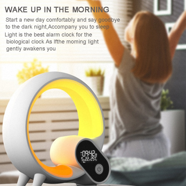 Multi-Functional RGBW Atmosphere Light Bluetooth Speaker Sunrise Wake-Up Lamp Digital Display Alarm Clock