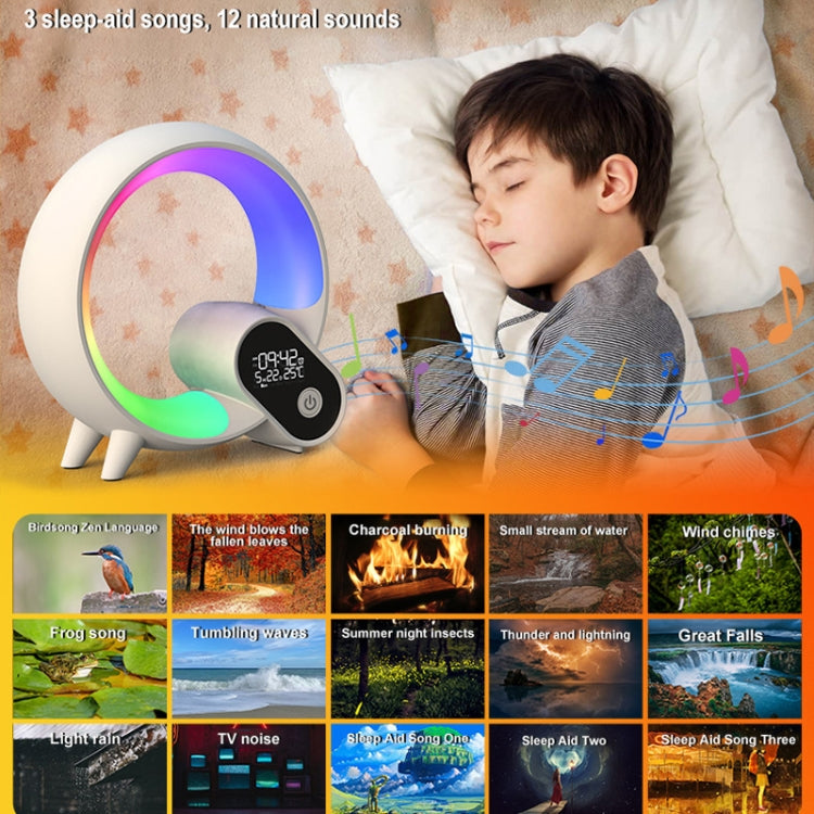 Multi-Functional RGBW Atmosphere Light Bluetooth Speaker Sunrise Wake-Up Lamp Digital Display Alarm Clock