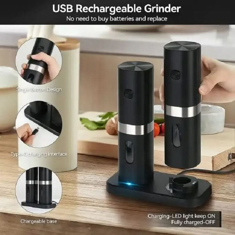 Electric Automatic Salt And Pepper Grinder Set With Charging Base Reluova