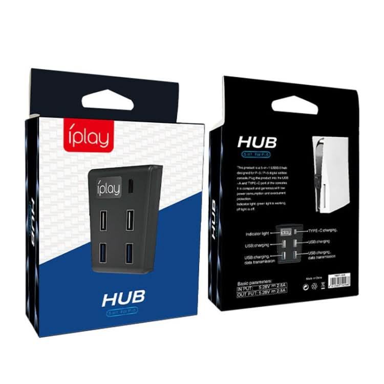 iplay HBP-308 For Sony PS5 5 in 1 Game Console USB3.0 HUB Connection Transmission Extender Reluova