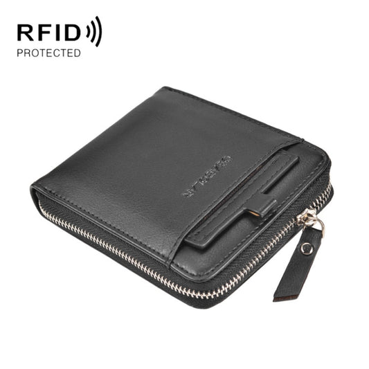 DEABOLAR Men Short Type PU Wallet Retro Zipper RFID Antimagnetic Card Holder My Store