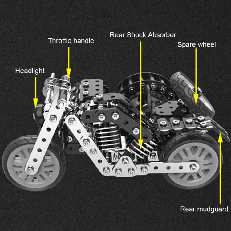 Metal Assembly Model Building Blocks Manual Assembly Retro Side Motorcycle Toy Reluova