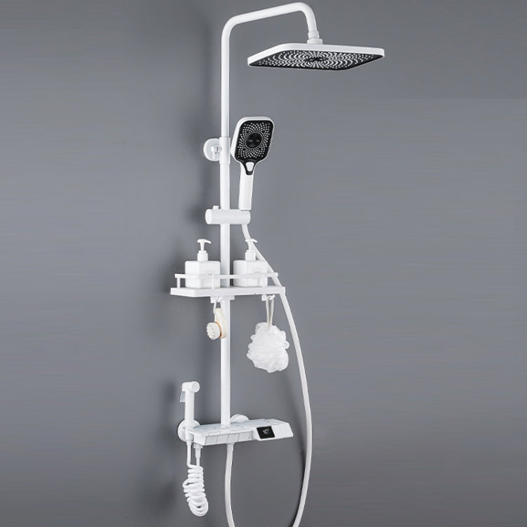 Piano Digital Display Full Copper Faucet Square Nozzle Shower Set, Color: