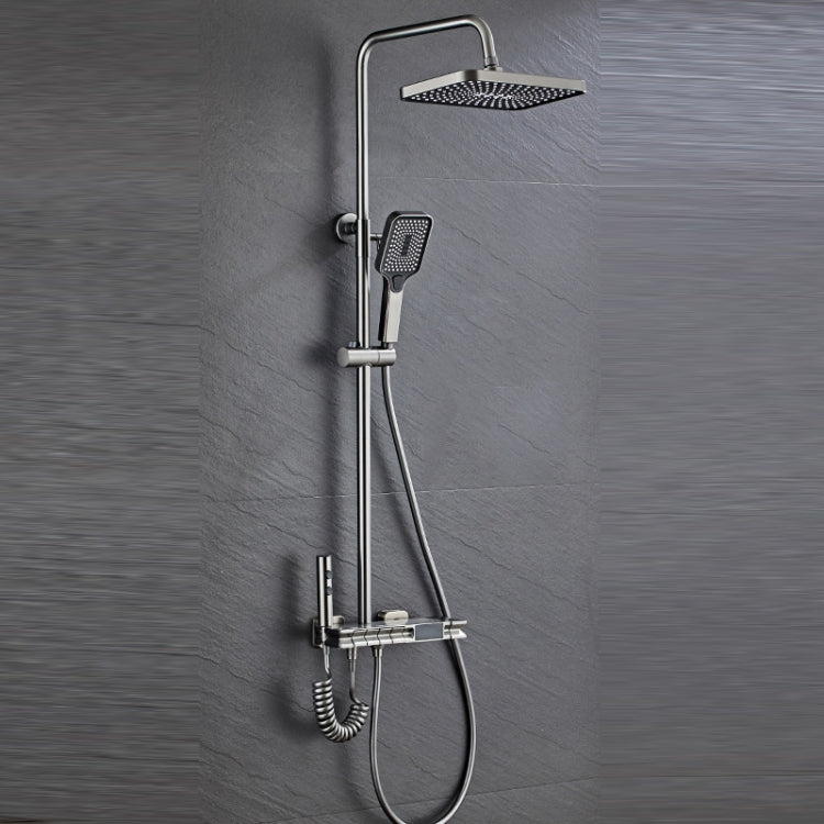 Piano Digital Display Full Copper Faucet Square Nozzle Shower Set, Color: