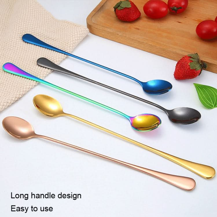 304 Stainless Steel Long Handle Thickened Pointed Spoon Coffee Ice Drink Mixing Spoon-Reluova