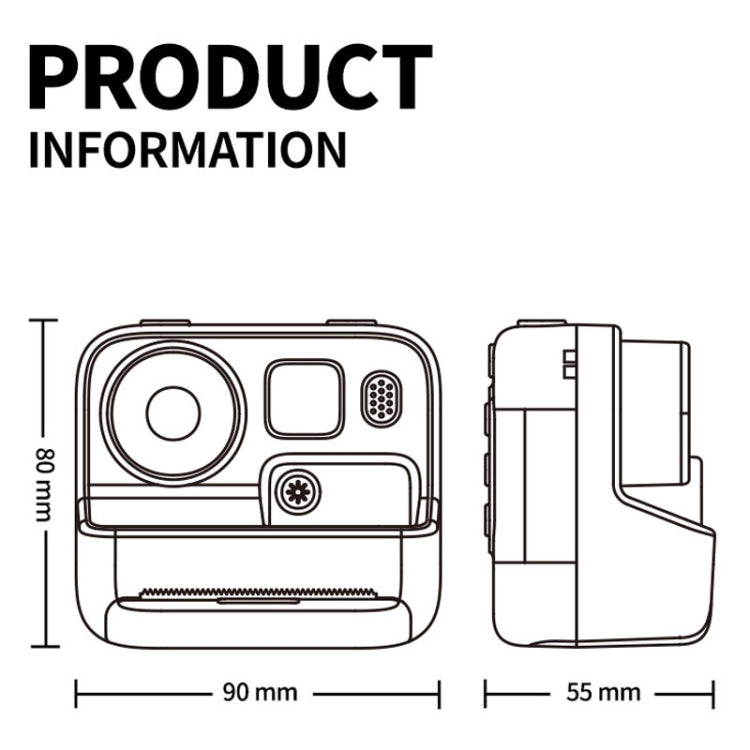 Children Instant Print Camera 4800W Pixel 2-Inch Screen Dual Lens Photography Camera Reluova