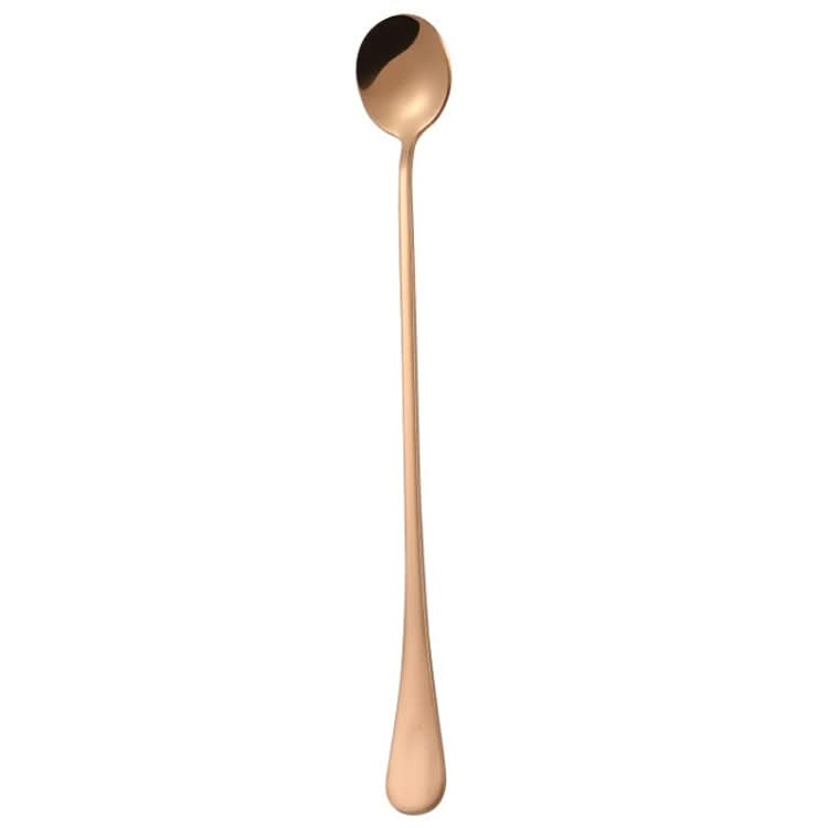 304 Stainless Steel Long Handle Thickened Round Spoon Coffee Ice Drink Mixing Spoon-Reluova