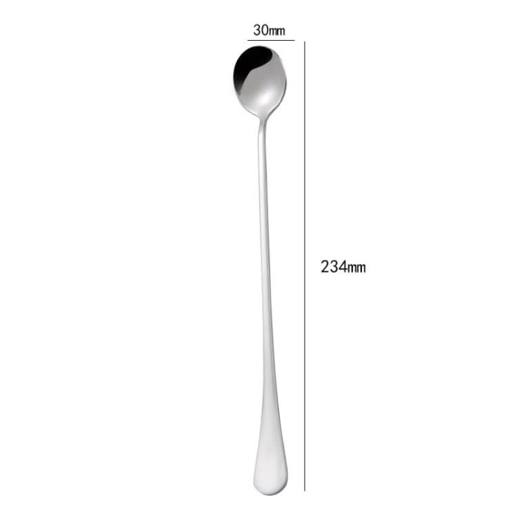 304 Stainless Steel Long Handle Thickened Round Spoon Coffee Ice Drink Mixing Spoon-Reluova